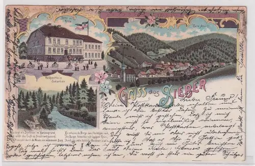 901764 Ak Lithographie Gruss aus Sieber Hotel zur Krone usw. 1901