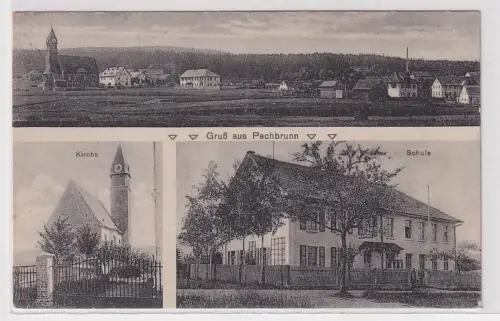 62186 Mehrbild Ak Gruß aus Pechbrunn Kirche, Schule, Panorama 1921