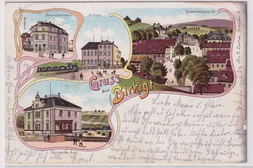 51048 Ak Lithographie Gruß aus Birkigt Gemeindeamt, Potschappelstraße 1904