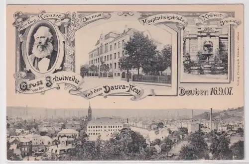 57069 Mehrbild Ak Gruß von der Schulweihe Deuben 16.9.1907 