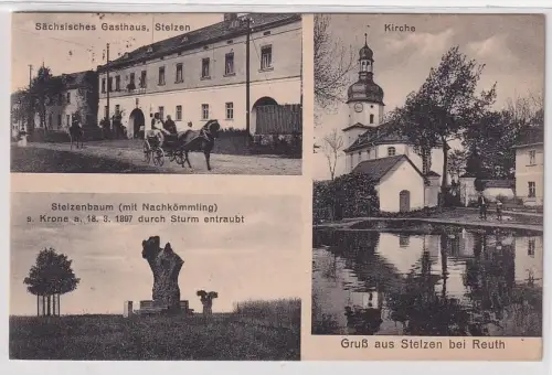 60659 Mehrbild Ak Gruß aus Stelzen bei Reuth sächs.Gasthaus 1926