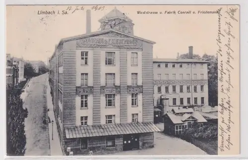 52714 Ak Limbach in Sachsen Weststraße Fabrik Conradi & Friedemann 1913