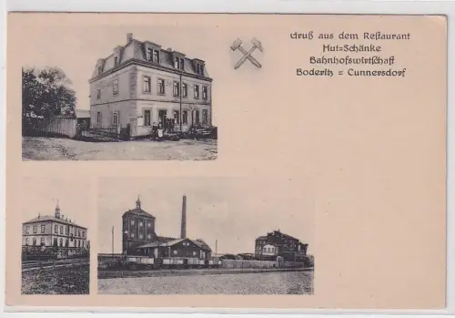 64524 Ak Gruß aus dem Restaurant Bahnhofswirtschaft Boderitz-Cunnersdorf