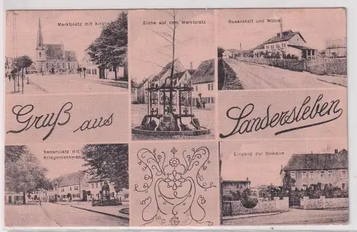 69190 Mehrbild Ak Gruß aus Sandersleben Gasanstalt und Mühle usw. um 1920