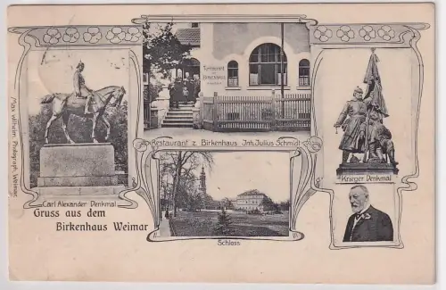 52382 Mehrbild Ak Gruß aus dem Restaurant zum Birkenhaus Weimar 1907