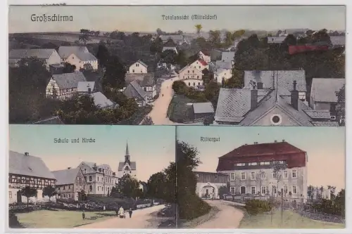 66783 Mehrbild Ak Großschirma Totalansicht, Schule, Kirche, Rittergut 1911