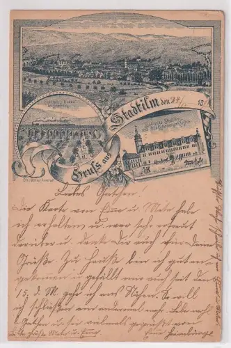 64295 Vorläufer Ak Gruß aus Stadtilm Viadukt, Schloss 1896