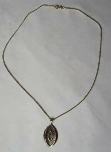 elegante 333er Gold Kette Gliederkette mit ovalem Bi-Color Anhänger (158042)