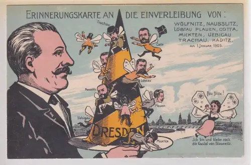 42324 Ak Dresden Erinnerungskarte an die Einverleibung von ... 1903