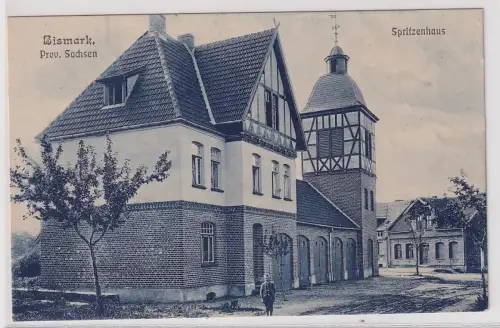 21950 Ak Bismarck Provinz Sachsen Spritzenhaus 1917