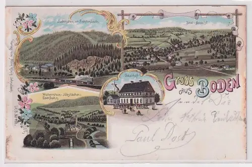 41840 Ak Lithographie Gruß aus Boden Gasthof, Totalansicht usw. 1906