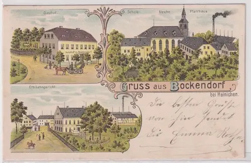 31213 Ak Lithographie Gruß aus Bockendorf bei Häinichen Gasthof usw. 1907