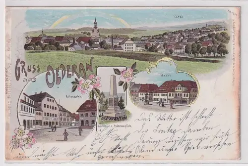 33283 Ak Lithographie Gruß aus Oederan Markt, Altmarkt, Total 1900