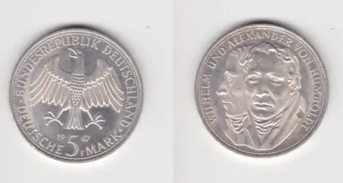 5 Mark Silber Münze BRD Gebrüder Humboldt 1967 F Stgl. (172496)