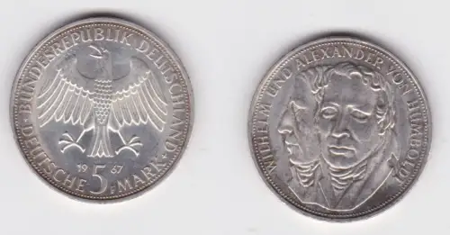 5 Mark Silber Münze BRD Gebrüder Humboldt 1967 F Stgl. (172564)