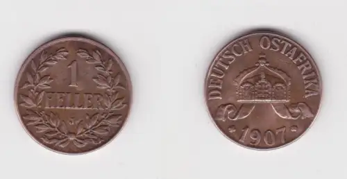 1 Heller Kupfer Münze Deutsch Ostafrika 1907 J ss+ (172479)