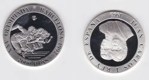 2000 Pesetas Silbermünze Spanien Olympiade Barcelona 1992, 1992 (172345)