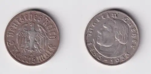 2 Mark Silber Münze Martin Luther 1933 J Jäger 352 ss+ (152708)