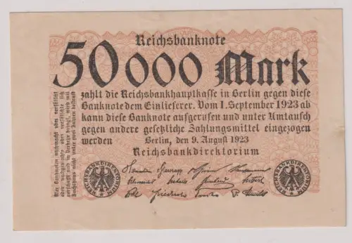 50000 Mark Inflation Banknote 9.8.1923 Ro.99 (106582)