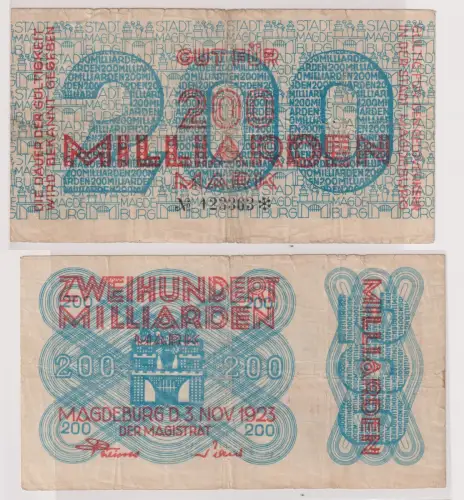 200 Milliarden Mark Banknote Stadt Magdeburg 03.11.1923 (102195)