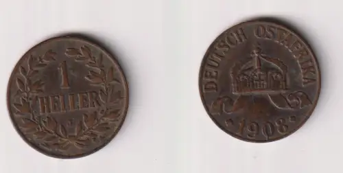 1 Heller Kupfer Münze Deutsch Ostafrika 1908 J ss+ (105724)
