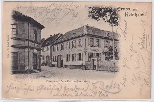 901443 Ak Gruß aus Reinheim Gasthaus "Zum Darmstädter Hof" 1899