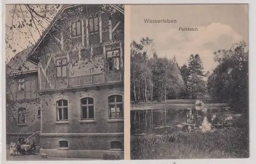 903371 Mehrbild Ak Wasserleben Gasthof und Parkteich 1914