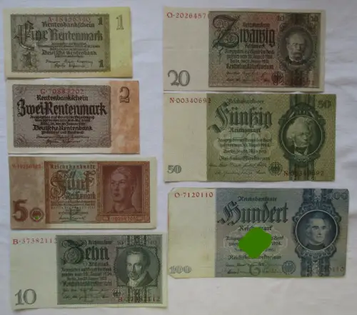 7 Reichsbanknoten Deutsches Reich 1 Mark bis 100 Mark (106183)