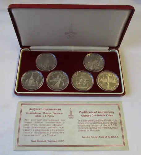 Russland UdSSR Set 6x 1 Rubel XXII. Olympische Sommerspiele 1980 Moskau (100577)