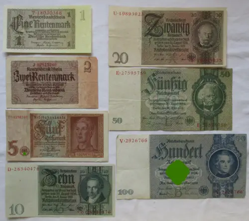 7 Reichsbanknoten Deutsches Reich 1 Mark bis 100 Mark (109504)