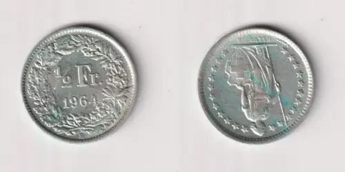 1/2 Franken Silber Münze Schweiz 1964 B vz (105899)