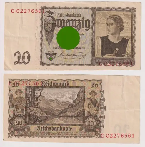 20 Mark Banknoten Deutsches Reich 16.6.1939 Ro.Nr.178 Tiroler Schein (101311)