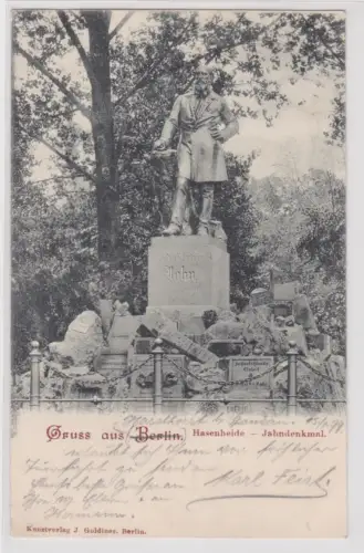 92509 Ak Gruss aus Berlin. Hasenheide - Jahndenkmal.  1899