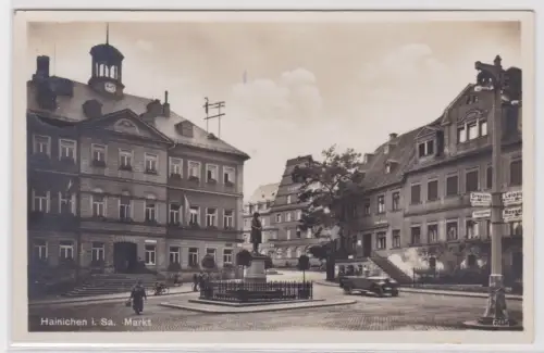 902051 Ak Hainichen i. Sa.  Markt. 1935