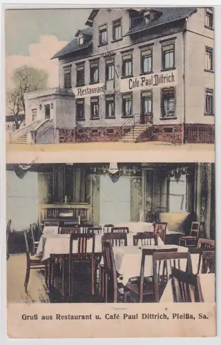 904043 Mehrbild Ak Gruß aus Restaurant & Café Paul Dittrich Pleißa in Sa. 1933