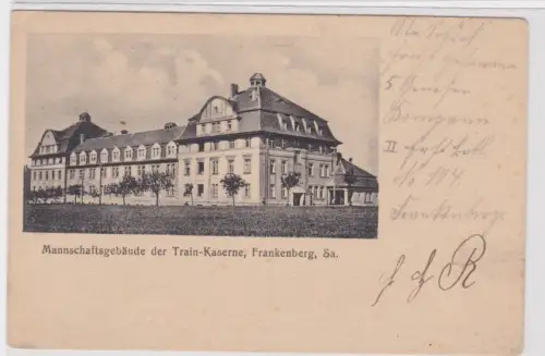 907633 Ak Mannschaftsgebäude der Train-Kaserne, Frankenberg, Sa.  1917