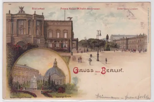 61949 Ak Gruss aus Berlin.Bibliothek. Palais Kaiser Wilhelm des Grossen... 1901