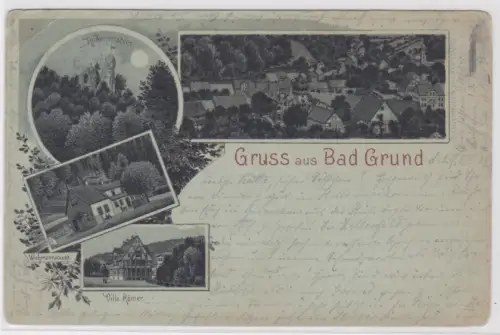 901888 Ak Grüss aus Bad Grund. Villa Römer, Wichmannsbudgt, Hübiehen stein. 1908