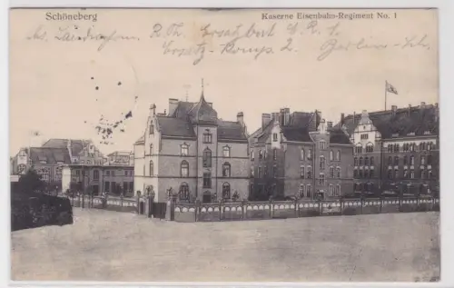 48508 Ak Schöneberg. Kaserne Eisenbahn-Regiment No.1. 1914