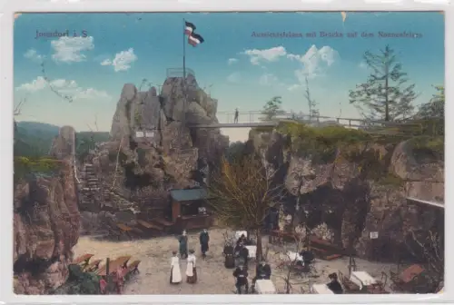18789 Ak  Jonsdorf i.S. Aussichtsfelsen mit Brücke auf dem Nonnenfelsen. 1913