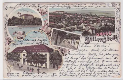 99267 Ak Gruss aus Ballenstedt. Schloss,Total Ansicht,Hotel Grosser Gasthof.1898