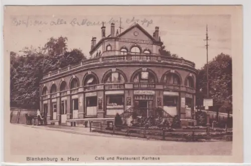 06080 Ak Blankenburg a. Harz. Cafe und Restaurant Kurhaus. 1922