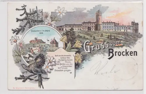 60891 Ak Gruss vom Brocken. Brockenhaus im Jahre 1806.  1897