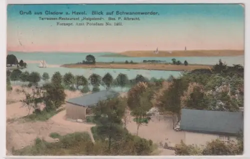 82479 Ak Gruß aus Cladow a. Havel Blick auf Schwanenwerder 1912