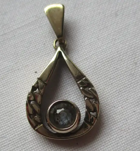 eleganter 333er Gold Kettenanhänger mit hellblauem Edelstein (159654)