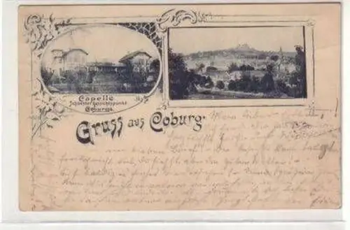 50033 Ak Gruss aus Coburg Gesamtansicht und Capelle 1898