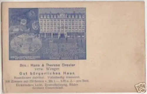 15210 Ak München Hotel Drei Löwen um 1930