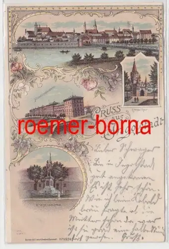 77698 Ak Lithografie Gruss aus Ingolstadt Friedenskaserne usw. 1898