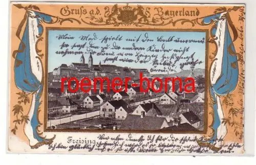 81124 Patriotika Präge Ak Gruß aus dem Bayerland Freising 1904
