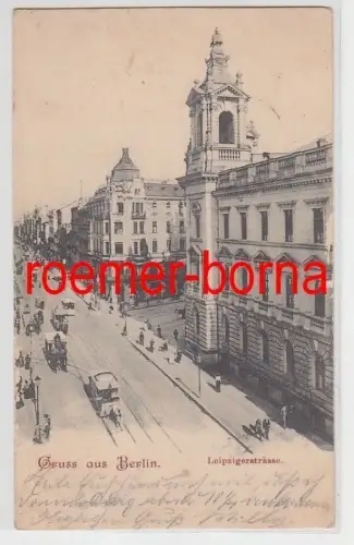 82364 Ak Gruss aus Berlin Leipzigerstrasse mit Verkehr 1902